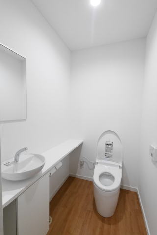 白い手洗い器と洋式トイレ